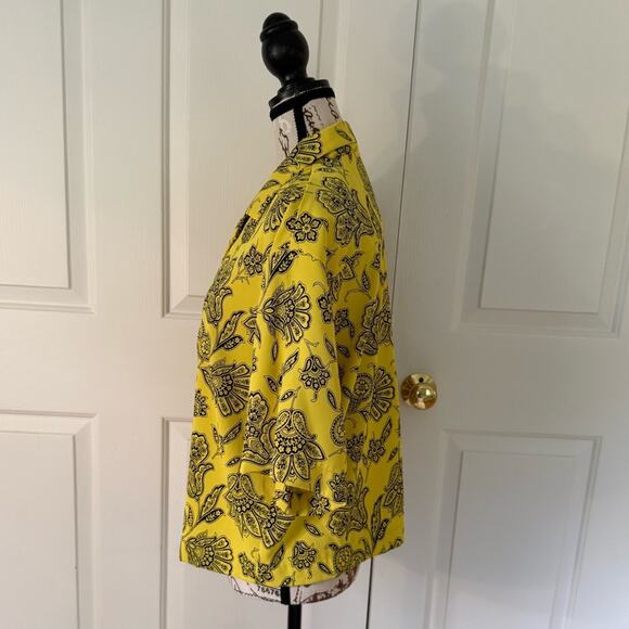 EUC Saunders Floral Yellow Shirt - Picture 4 of 9
